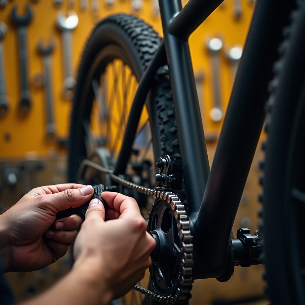 Reparación rápida de bicicleta urbana en taller