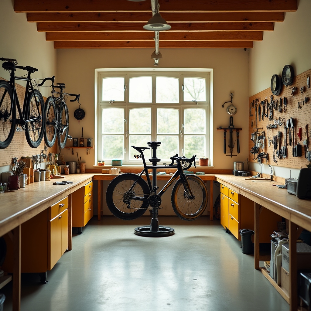 Interior del taller de bicicletas Orlenvrix Hub en Alcorcón